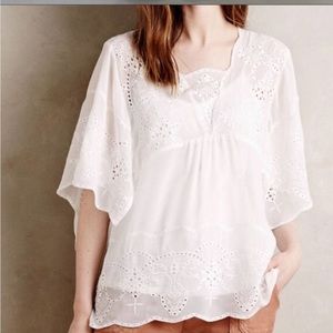 Meadow Rue Scalloped White Shirt